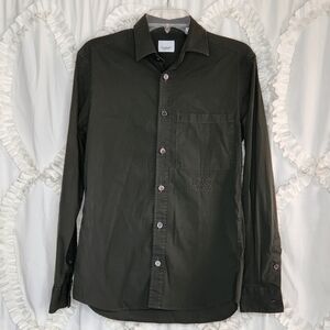 Burberry London Embroidered One Pocket Green Button Down Collared Shirt Sz XS
